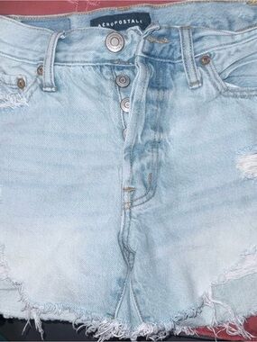 Aeropostale Light Wash Distressed Denim Shorts